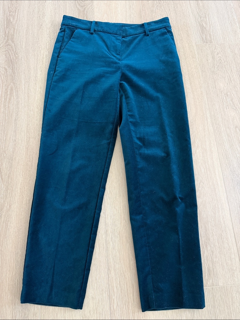 LOFT Velvet Teal-Blue Straight-Leg Pants